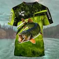 T-shirt da uomo 3d estate all'aperto pesce di mare abbigliamento da pesca Casual tendenza moda