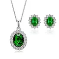 Orecchini di collana con ciondolo smeraldo della nonna di strass di moda di lusso Set per le donne
