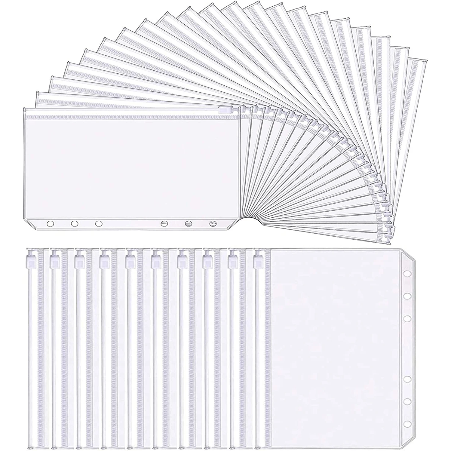 Tasche raccoglitore A5 A6 A7 Cartelle raccoglitore con cerniera a 6 fori Cartelle per notebook a 6 anelli Borse a fogli mobili Borse per archiviazione documenti in PVC impermeabili