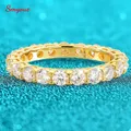 Smyoue 18k placcato oro 3/3 5mm tutti gli anelli di diamanti Moissanite per le donne matrimonio