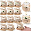6/12/24PCS Guest Gift Candle for Wedding Wooden Tealight Candle Holders Bridal Shower Thank You