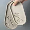 Carved Oval Tray Silicone Mold DIY Handmade Butterfly Coaster Casting Molds Resin Concrete Plaster