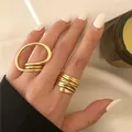 2 pz/set anelli da donna anelli con linee esagerate per le donne moda semplice gioielli di design