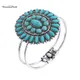 Banny Pink Indian Stone Beads Statement Charms Bangle Bracelet For Women Vintage Spring Metal