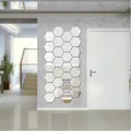 6/12 Pcs Hexagonal Three-dimensional Mirror Wall Sticker Restaurant Aisle Staircase Personalized