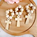 3pcs wooden cross small finger rosary boy girl 1st First Holy Communion Baptism Christening rustic