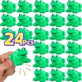 24 PCS Rubber Frogs Squeak and Floating Green Frog Rubber Bath Toy Baby Shower Swimming Bathtub Toys