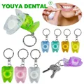 10pcs Dental Floss Tooth Keychain Portable Floss Roll Tooth-Shaped Key Chain Teeth Care Oral Clean