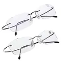 1pc Black/Silver Ultralight Titanium Rimless Rectangular Reading Glasses For Women Men Unisex