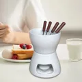 Ceramic Chocolate Fondue Pot with 4 Fork and 1 Candle Cheese Butter Melt Pot Ice Cream Chocolate