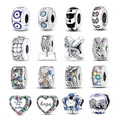 100% 925 Silver Color Dazzling CZ Clip Charms Love Sister Beats Fit For Pandora Original Bracelet