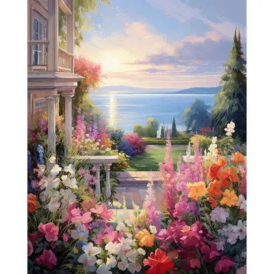 GATYZTORY 60x75cm pittura con i numeri Kit di pittura giardino di casa paesaggio regalo fai da te