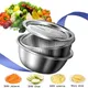 3 In 1 Vegetable Slicer Cutter Drain Basket Stainless Steel Vegetable Julienne Grater Salad Maker