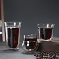 2pcs Double-layer Glass Cup Set Espresso Coffee Cup Anti-scalding Brandy Wine Shot Glass Teacup