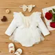 Spring Fall Newborn Baby Girls Romper Outfits Ruffle Long Sleeve Floral Lace Mesh Tutu Jumpsuit with