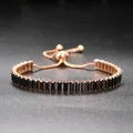 CZ Tennis Bracelets for Women Unique Black Crystal Bangle Rose Gold Color Adjustable Hand Chain