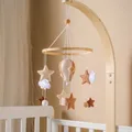 Wooden Rattles Toys Baby Crib Mobile Bed Bell Soft Felt Hot Balloon Newborn Music Bed Bell Hanging