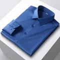 Men's Shirt Spring/summer Long Sleeved Smooth Comfortable Elastic Wrinkle Resistant Solid Color
