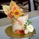 Suit Golden Palm Leaf Paper Fan Cake Topper Rose Flower Metal Ball Baby Shower Romantic Wedding