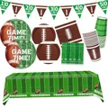 Football Party Kit Includes Dinner Plates Dessert Plates Napkins Cups Banner Touchdown Tablecloth