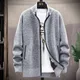 Mens Cardigan Sweater 2023 Autumn Winter Plush Thickening Solid Stand Collar Fleece Zip Knitwear