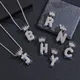 1Pcs Best Sell Rhinestone Crown Blue Water drop 26 English Letter Pendant Necklaces for Men and