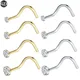 1/5pcs Implant Grade Titanium Prong Zircon Nose Stud Piercing 20G &18G Nose Screw Rings gold Color