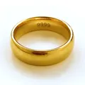 Pure Plated Real 18k Yellow Gold 999 24k Rings for Men and Women Smooth Lover Antithes Simple Ring