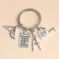 New Study Keychain School Supplies Key Ring Ruler Computer Compass Tape Key Chain For Teacher
