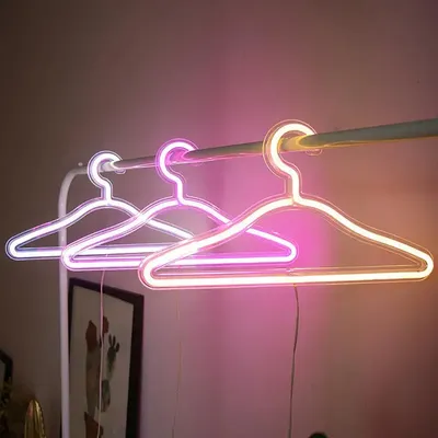 Neon Sign Clothes Hanger LED Light Clothing Hanger Convenient To Use With Switch Practical Clothes