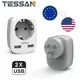 TESSAN Travel Adapter USA Adapter America Europe Plug with 2 USB 2.4A Socket Adapter Travel Plug