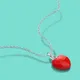 Fashion 925 Sterling Silver Necklace Women's Cute Red Heart Pendant Chokers Necklaces Femal Clavicle