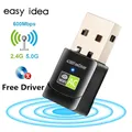 USB WiFi Adapter Network Card USB Ethernet 600Mbps 5Ghz Wi-Fi Adapter WiFi Receiver PC Antenna WiFi