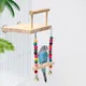 Bird Swing Toy Wooden Parrot Perch Stand Playstand with Chewing Beads Cage Playground for Budgie