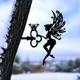 Pretty Elf On Branch Steel Silhouette Metal Wall Art Home Garden Yard Patio Outdoor Statue Stake