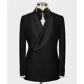 Solid Color Double Breasted Shawl Lapel Regular Length Prom Party Costume Homme Slim Fit Chic 2