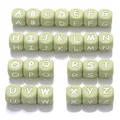 10Pcs 12mm Sage Silicone Alphabet Letter Beads 26 English Letter Baby Name Beads Teething Pacifier