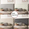 Thicken Velvet Bed Head Cover All-inclusive Plush Quilted Headboard Cover Gray Color Bed Backrest