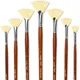 7pcs Fan Artist Bristle Paint Brush Set 100% Natural Chungking Hog Bristle Hair Anti-Shedding Brush