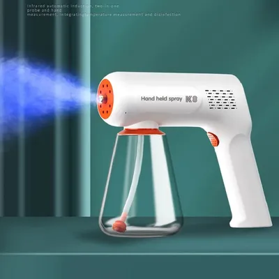 420ML Nano Spray Gun K8 Sterilizer Blue Light Handheld Spray Machine Electric Atomizer UV Disinfection Mist Sprayer Rechargeable