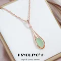 SYOUJYO Green Emerald Natural Zircon Drop Pendant Necklace For Women 585 Rose Gold Color Vintage