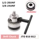 0.3-10mm JTO B10 B12 Drill Chuck with 1/2'' 3/8'' Chuck Inner Hole Diameter and Key Wrench for