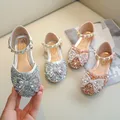 New Children Princess Shoes for Girls Bowtie Glitter Children Baby Dance Shoes Bling Bling Party