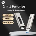 100% Original HP OTG Type C USB3.2 USB Flash Drive Pendrive 256GB 128GB 64GB 2 in 1 U-disk for