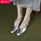 QUTAA 2024 Women Flats Spring Summer Round Toe Genuine Leather Mary Janes Mary Janes Office Lady