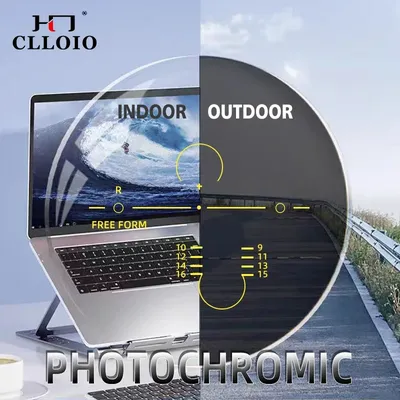 CLLOIO Photochromic Multifocal Progressive Lens CR-39 Resin Aspheric Glasses Lenses Anti Blue Ray UV400 Sun Prescription Lenses
