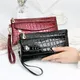 Women Long Wallets Leather Ladies Double Zipper Wallet Clutch Bag Design Red Purse Bag Crocodile