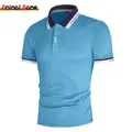 Dropshipping New Polo Shirt Men Solid Casual Cotton Polo Giraffe Men Slim Fit Embroidery Short