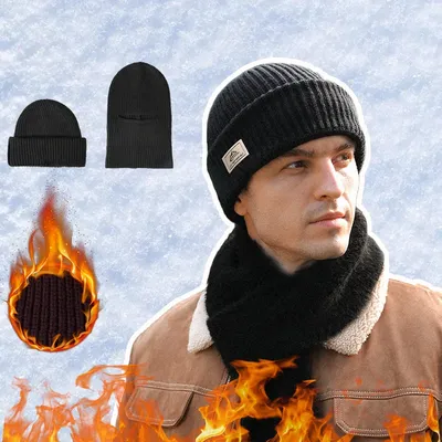 Knitted Hat Winter Cotton Thickened Cold Hat Outdoor Cycling Warm Cap Hat Mask 2 in 1 Full Face Protection Cap Earmuffs Hat