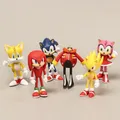 6pcs Set 11cm Cute Sonic PVC Anime Action Figure Hedgehog Shadow Tail Model Dolls Toy Children